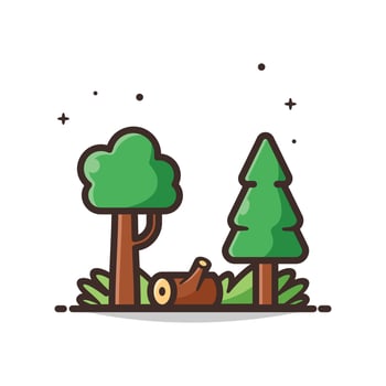 Forest Cartoon Icon Illustration - Isolated on a White Background. vector