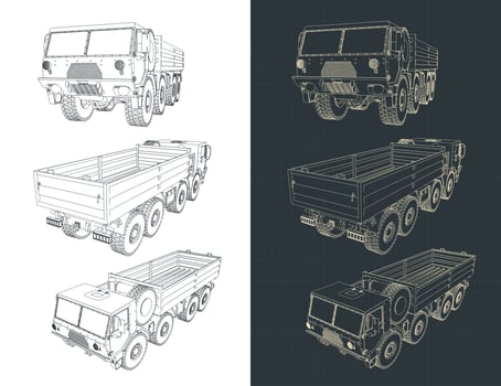 Military heavy duty truck vector