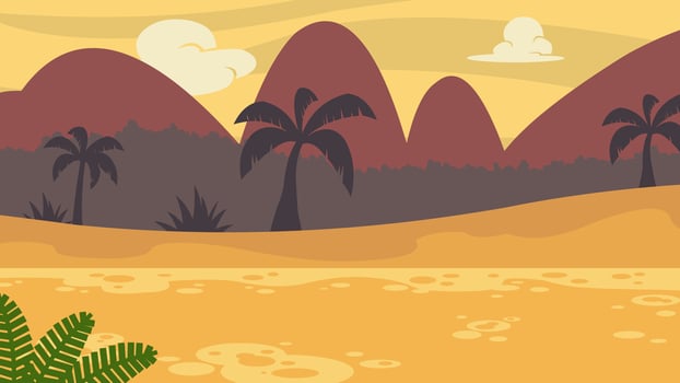 Cartoon Tropical Background With Palms Tree vector
