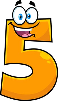 Funny Orange Number Five 5 Cartoon Character vector