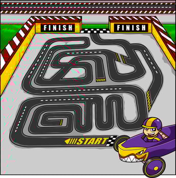 Cartoon Maze Game Education For Kids Help A Sports Car Race To Reach The Final vector