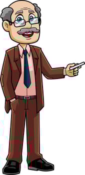 Science Professor Cartoon Character Talk And Show With Chalk vector
