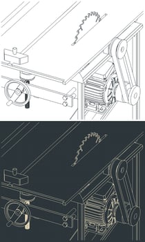 Professional table saw close-up vector