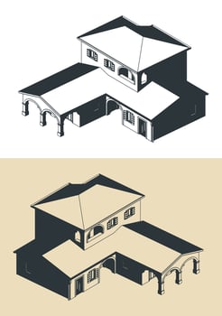 Mansion isometric illustrations vector