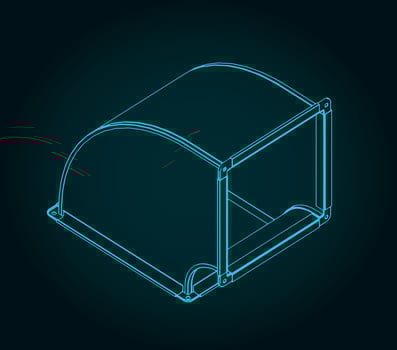 Angular duct pipe blueprint vector