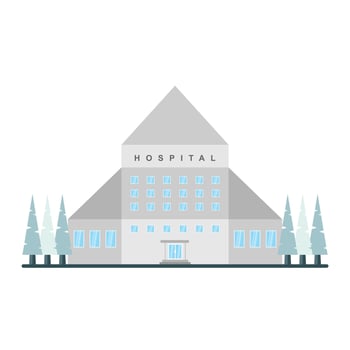 hospital building flat design illustration isolated on white background. building hospital medicine healthcare illustration vector
