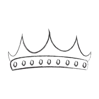 Chalk draw elegant royal crown. Royal imperial coronation symbol. Isolated icon in brush stroke texture paint style vector