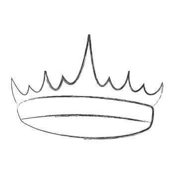 Chalk draw elegant royal crown. Royal imperial coronation symbol. Isolated icon in brush stroke texture paint style vector