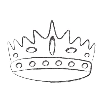 Chalk draw elegant royal crown. Royal imperial coronation symbol. Isolated icon in brush stroke texture paint style vector