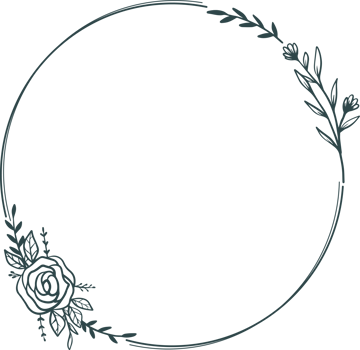 Round floral wreath frame with hand drawn flowers and leaves decoration png