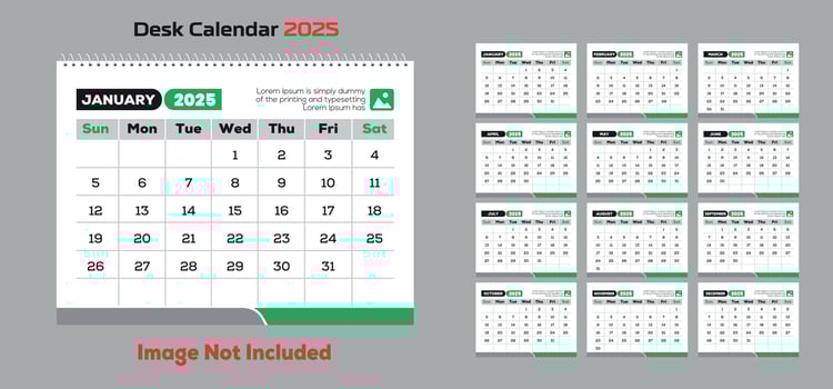 2025 Desk Calendar Template vector