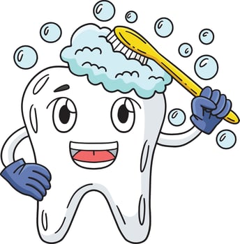 Dental Care Tooth Brushing Cartoon Colored Clipart vector