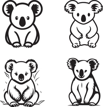 Koala Logo silhouette Set, Koala Icon Set Design vector