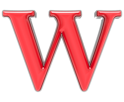 Font W Red 3D Render png