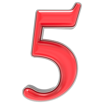 Number 5 Red 3D Rendering png