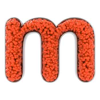 Letter m. Font made from balls. 3D Render png