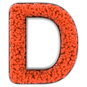 Letter D. Font made from balls. 3D Rendering png