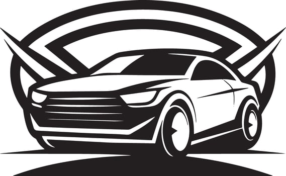 mordern car logo illustration black and white vector