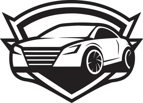 mordern car logo illustration black and white vector