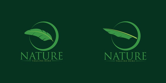 Green banana leaf logo ideas. inspiration logo design. template illustration.premium vector