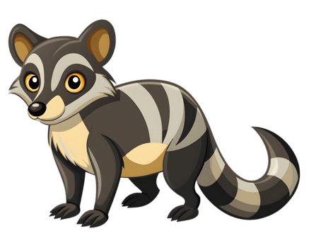 Cartoon Civet Isolated on Transparent Background - Exotic Animal Drawing for Educational Use png