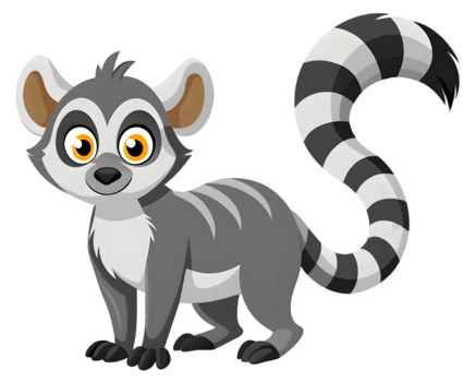 Cartoon Lemur Isolated on Transparent Background - Cute and Exotic Animal Illustration png