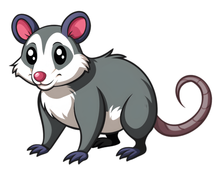 Cartoon Opossum Isolated on Transparent Background - Cute and Fun Animal Illustration png