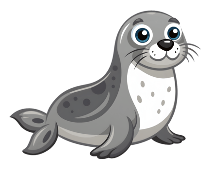 Cartoon Seal Isolated on Transparent Background - Cute and Playful Marine Animal Illustration png