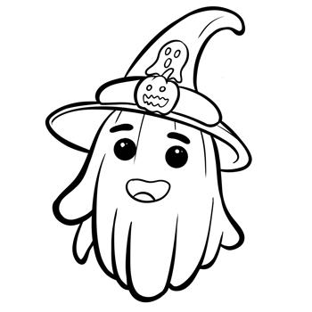 Cute Halloween Character with Witch Hat png