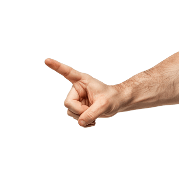 Showing direction finger arm isolated on transparent background png