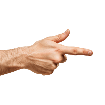 Showing direction finger arm isolated on transparent background png