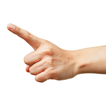 Showing direction finger arm isolated on transparent background png