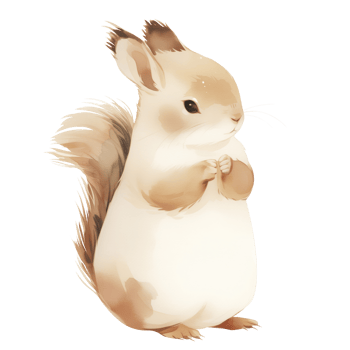 Charming Watercolor Squirrel Illustration for Nursery Decor and Children Invitations. Drawing of forest animal for Baby shower greeting cards or newborn invitations. png