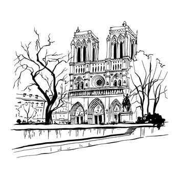 Notre-Dame Cathedral, Paris, France vector