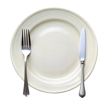 Empty White Plate With Fork and Knife Ready for Dinner On Transparent Background png