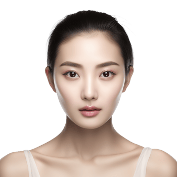 Cute asian girl with clean healthy skin on transparent background png