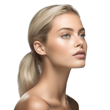 Cute girl portrait with clean healthy skin on transparent background png