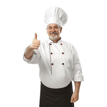 Old Chef Thumbs up on Transparent Background png