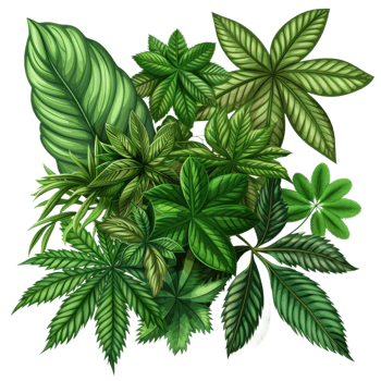 Various Green Leaves and Foliage in a Natural Arrangement png