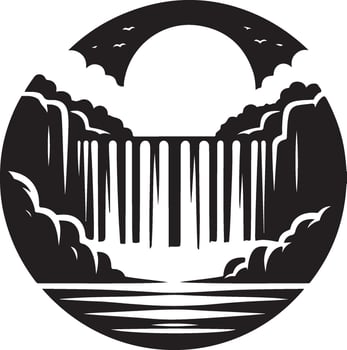 waterfall black art vector