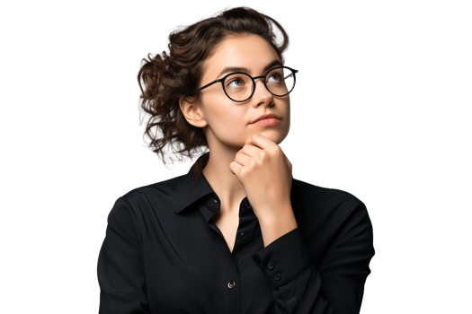 Beautiful Girl Thinking on Transparent Background png