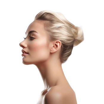 Fresh women skin cosmetic model portrait on transparent background png
