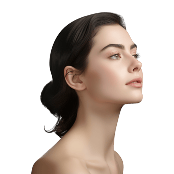 Fresh skin women cosmetic model portrait on transparent background png