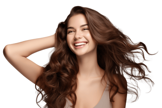 Beautiful Smiling Cosmetic Model on Transparent Background png