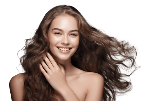 Beautiful Cosmetic Model Girl with waving hairs on Transparent Background png