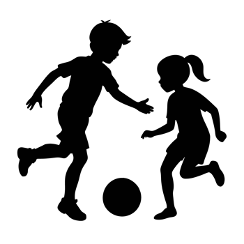 graphic of a girl and a boy playing football together png