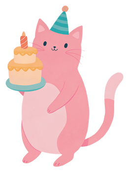 birthday graphic cute cat with cake png