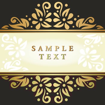 Retro Vintage gold floral Javanese Ornamental pattern elements and embellishments for frame invitation greeting card design vector
