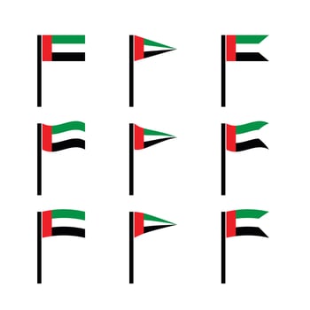 Set of United Arab Emirates Flag Icons Illustration vector