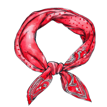 Red Bandana with White Paisley Pattern png